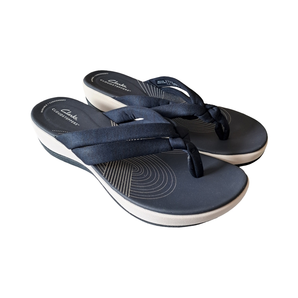 Clarks Cloudsteppers Arla Kaylie Navy Marine Women's Sandals Size 12 M New - Picture 5 of 8